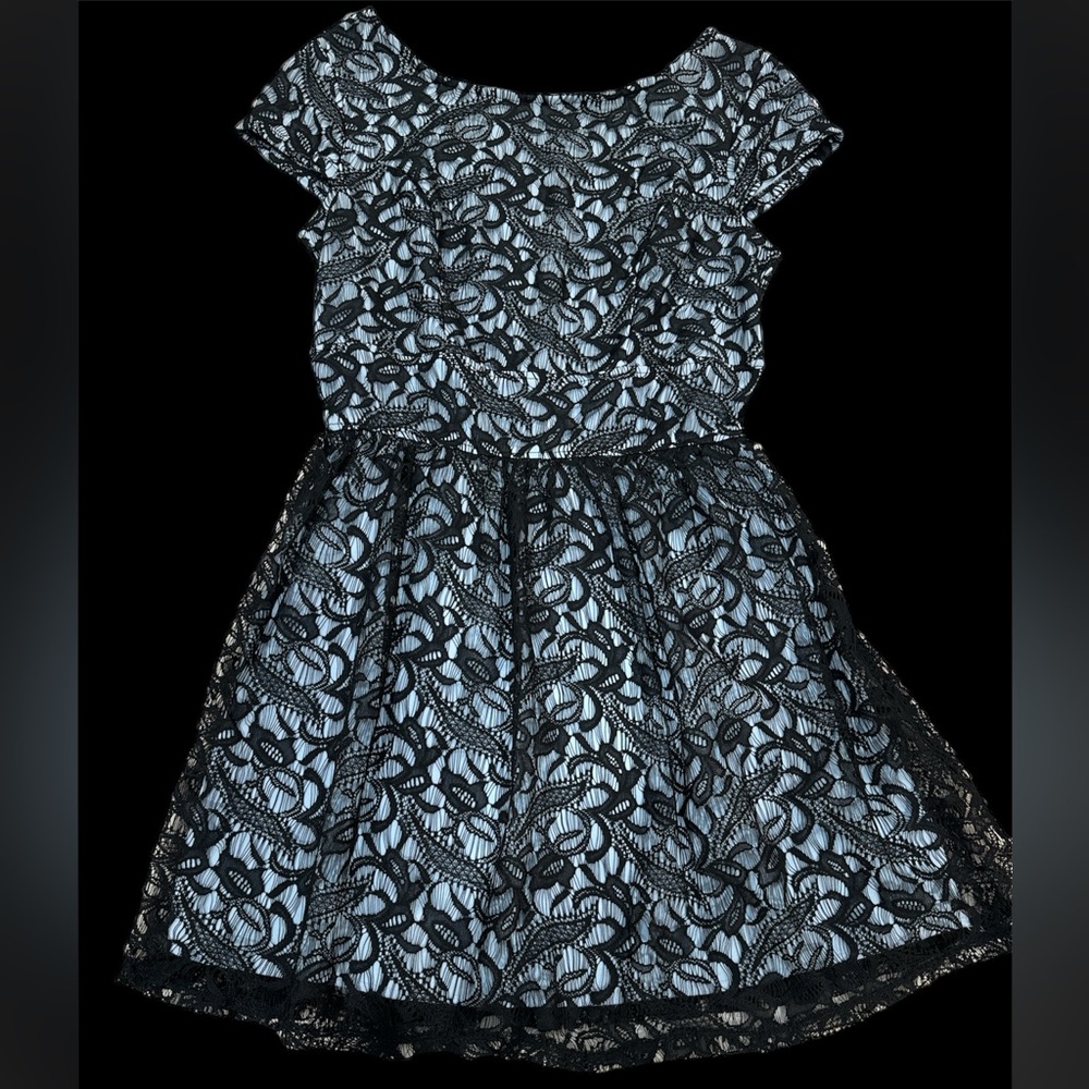 Three Pink Hearts black and blue dress